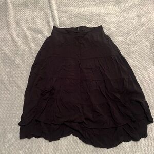 Black Layered Midi Skirt